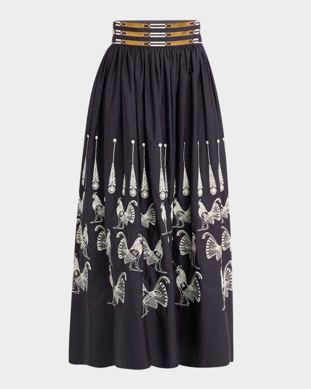 Ombretta Embroidered A-Line Maxi Skirt